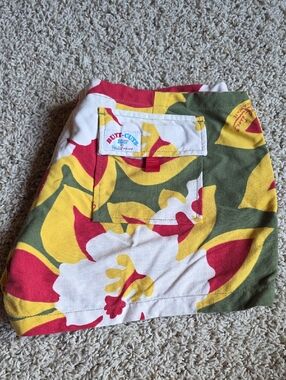 Butt-Cuts Tropical Print Shorts in Yellow, Olive & Red